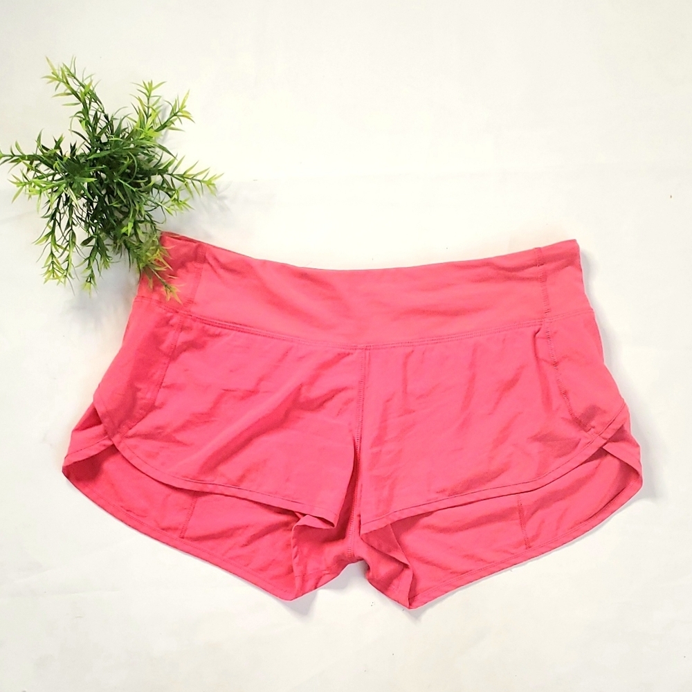 Lululemon Speed Shorts Sz 8 Salmon pink Drawstring Gadget Pockets